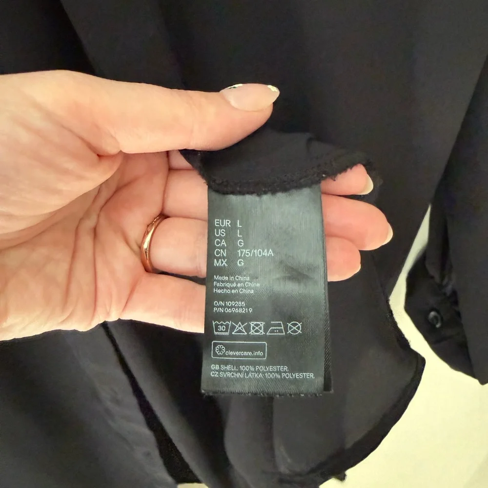 Sheer Black Long Button-Front Shirt Dress - Picture 4 of 4